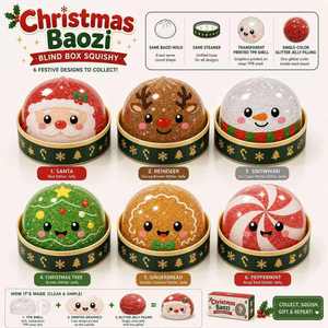 กล่องสุ่มของเล่นกรินช์คริสต์มาส ของเล่นฟิดเจ็ตสีเขียว ตุ๊กตาปริศนาคลายเครียด ของเล่นพัฒนาสมองสำหรับเด็ก ของขวัญสำหรับงานปาร์ตี้ - Product Image 1