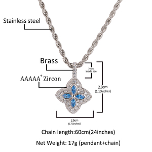 Uwin Iced out Luminous màu Cz <span class=keywords><strong>Clover</strong></span> Mặt dây chuyền màu xanh Marquise Motif Infinity Mặt dây chuyền - Product Image 2