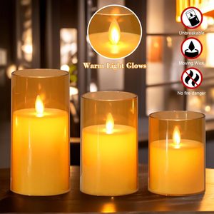 Velas de Parafina en Vaso de Vidrio, Velas LED sin Llama, Velas LED con Efecto de Parpadeo, sin Humo, en Oferta para Decoración del Hogar y Artículos para Fiestas - Product Image 3