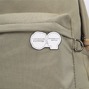 Broche en émail amusante avec texte de psychologue, motif cerveau de dessin animé, pour décorer un sac à dos - Product Image 4