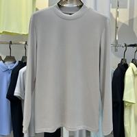 T-shirt décontracté pour homme à col roulé ou col rond, manches longues, anti-plis, avec logo brodé, idéal printemps-automne