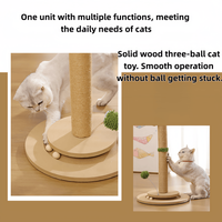 Structure d'escalade verticale pour chat, durable, en bois et bambou, antidérapante, respectueuse de l'environnement, avec piste à balles interactive et tapis d'escalade en corde