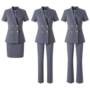 Women's Black Suit <b>Set</b> Short Sleeve Professional <b>Blazer</b> Hotel Uniform Summer 2025 - Product Image 5