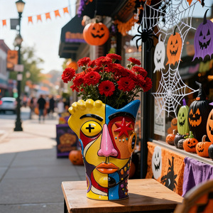 Vaso Artistico Astratto con Volto Colorato in Stile Picasso, Vaso in <span class=keywords><strong>Resina</strong></span> per Decorazione Casa, Ornamento da Tavolo per Soggiorno - Product Image 6