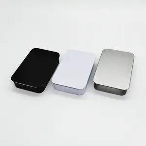 Venda por atacado 3 cores lisa pílulas gum hortelã doce deslizante top metal caixa de lata - Product Image 2