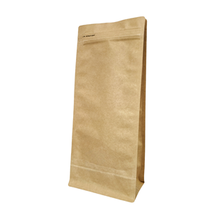 En stock papier kraft biodégradable pour aliments et café 50/MPET12/PE90 32oz sac de pochette d'emballage en papier kraft à fond plat avec fermeture éclair déchirable - Product Image 1