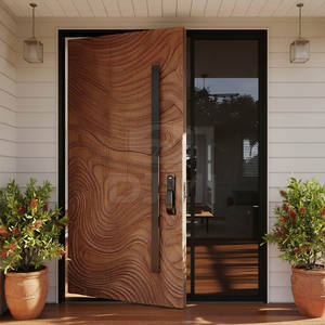 Produsen teratas Cina eksterior Vila desain modern pintu masuk kayu padat utama kelas atas untuk rumah di luar pintu depan - Product Image 4