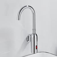 Robinet de lavabo automatique à capteur infrarouge, en laiton chromé, sans contact, à arc élevé, pour salle de bain, montage sur comptoir, commercial, OEM ODM