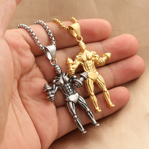 <b>Titanium</b> Steel Fitness Dumbbell Pendant Men Stainless Steel Themed Charm Gift Jewelry Summer 2021 - Product Image 3