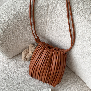 OEM ODM Soft PU Leather Pleated Cross body Bag women's drawstring bucket <b>purse</b> <b>Small</b> Personalized Women'S Shoulder Bags - Product Image 1