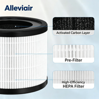 Filtre à air Alleviair H1020101 à 3 étages HEPA H11 avec charbon actif pour utilisation domestique et au bureau H7120, réduction des COV