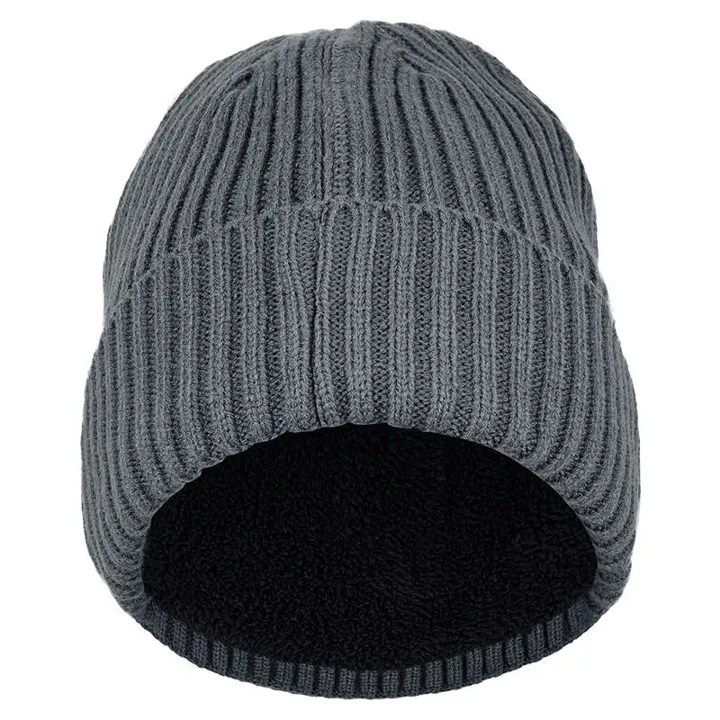 Winter Men Women Blank Knit Ribbed Cap Warm Skull Caps Hat Beanie with Custom Logo Embossed Embroidery for Cold Weather