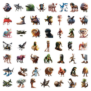 50Pcs Cartoon Style PVC Waterproof Die-Cut Printed Matte Laminated Stickers for Family Reunions/Parties Laptop Phone Decor - Product Image 3