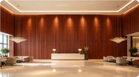 Panneaux muraux PS en bois brun rainuré de haute qualité pour la décoration intérieure de la maison, de l'hôtel, du hall, de la chambre et du salon - Vente chaude