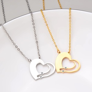 Pendentif en forme de cœur en acier inoxydable avec plaque d'identification vierge et pierre de naissance, bijoux d'identification en gros - Product Image 5