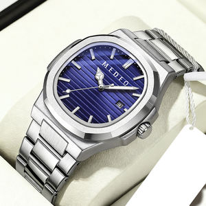 Reloj de Pulsera de Cuarzo para Hombre de Lujo Marca Medeo 855G, Resistente al Agua 3BAR, Acero Inoxidable, Correa Simple de Cuero - Product Image 1