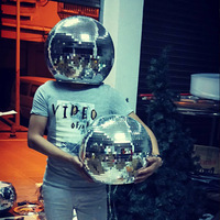 Casque boule disco de haute qualité avec lumière LED 30cm 40cm, casque miroir scintillant pour spectacle sur scène, décoration de bar et de fête