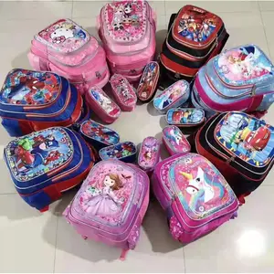 Mochila infantil conjunto escolar meninos e meninas, conjunto de desenhos animados com estojo para lápis e bolsa para almoço