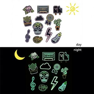 Custom Concise Style Iron on Embroidered Night Glow Skull Flower Music Note Lighting Patches Applique - Product Image 2