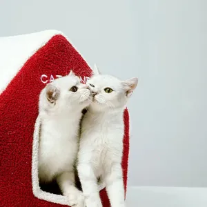 Casa navideña para mascotas, tienda de campaña para perros y gatos completamente cerrada, cojín lavable de felpa suave y transpirable, ideal para mascotas pequeñas, medianas y grandes - Product Image 5