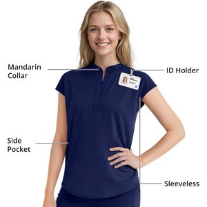Conjunto de Uniformes Médicos para Mujer FOXA, Top sin Mangas, Pantalones Rectos, 9 Bolsillos, Cintura Elástica, Uniformes de Hospital - Product Image 3