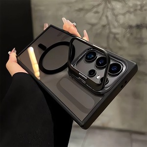 Funda de Lujo para Móvil con Soporte Magnético y Protector de Lente de Cámara en Caja para Samsung Galaxy S25 Ultra S24 <span class=keywords><strong>23</strong></span> - Product Image 1
