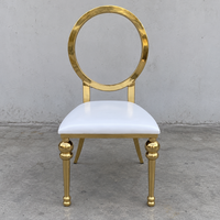 Chaise de banquet de mariage en acier inoxydable doré, entièrement métallique, dossier rond, vente en gros