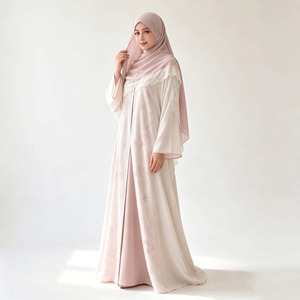 Set Abaya Crema <span class=keywords><strong>per</strong></span> Donne, <span class=keywords><strong>Due</strong></span> Look, Abbigliamento Modesto Musulmano Islamico, Lunghezza a Terra - Product Image 2