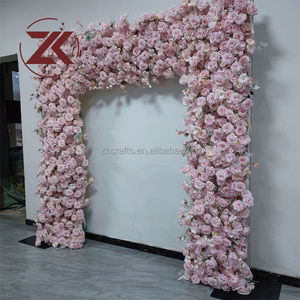 Arche de fleurs artificielle carrée ZK 8x8 en tissu rose pour décoration de toile de fond d'événements - Product Image 2