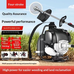 Four-Stroke Gasoline Backpack Lawn Mower With Side-Hanging Blade Small Household <b>Brush</b> Cutter Gasoline <b>Powered</b> Lawn Mower - Product Image 5