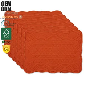 100% Polyester Tafel Placemat Oranje Effen Kleur 13X18 "Placemat Gewatteerde Placemat Voor Tafel