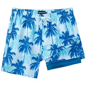 wholesale men swim trunk custom polyester 5 inch inseam summer shorts men swim trunks for adults beach shorts for men