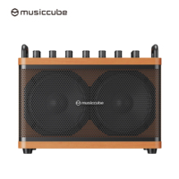 Musiccube D2MAX Enceinte Vintage en Bois avec Prise Casque, Fonction Effets Multiples, Gamme Complète, Rechargeable, Amplificateur de Guitare pour Busking