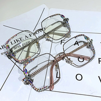 Lunettes serties de diamants Lunettes rondes en métal fini ultra léger Lunettes de myopie vintage Nouvelles lunettes myopes classiques Dioptrie