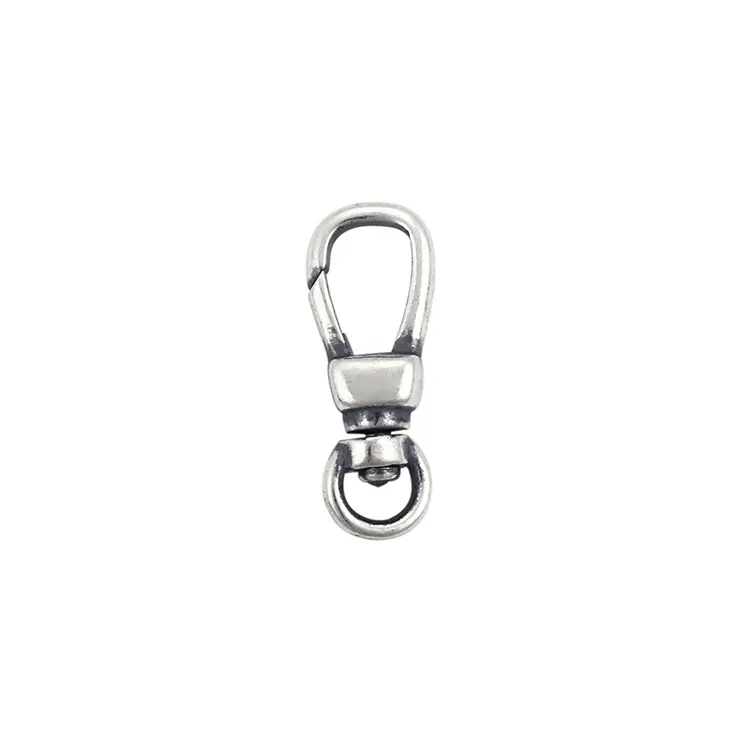 Classic Retro 925 Sterling Silver Rotatable Hanger Shaped Swivel Key Ring Lobster Clasp