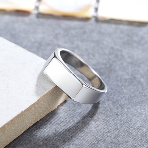 Simple Fashion Custom Engraved logo Letter Statement <b>Ring</b> DIY Geometric Blank Hoop <b>Rings</b> - Product Image 2