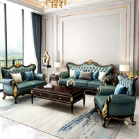 Nouveau haut de gamme pleine maison design en bois royal meubles canapé ensemble doré sculpté canapé design européen en cuir canapé ensemble