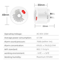 Detector de Fugas de Gas Multigas Inteligente con Wi-Fi Tuya para Hogar, Hotel o Garaje, Adaptador EU/UK/US, Detecta CH4, Gas Natural, Gas Licuado, Biogás
