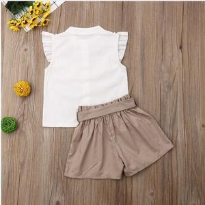 CSH016 2021 Ensembles de vêtements pour filles, vêtements pour enfants, vêtements d'été, nouveau costume pour fille, manteau pour bébé, shorts, deux pièces, vente en gros - Product Image 4