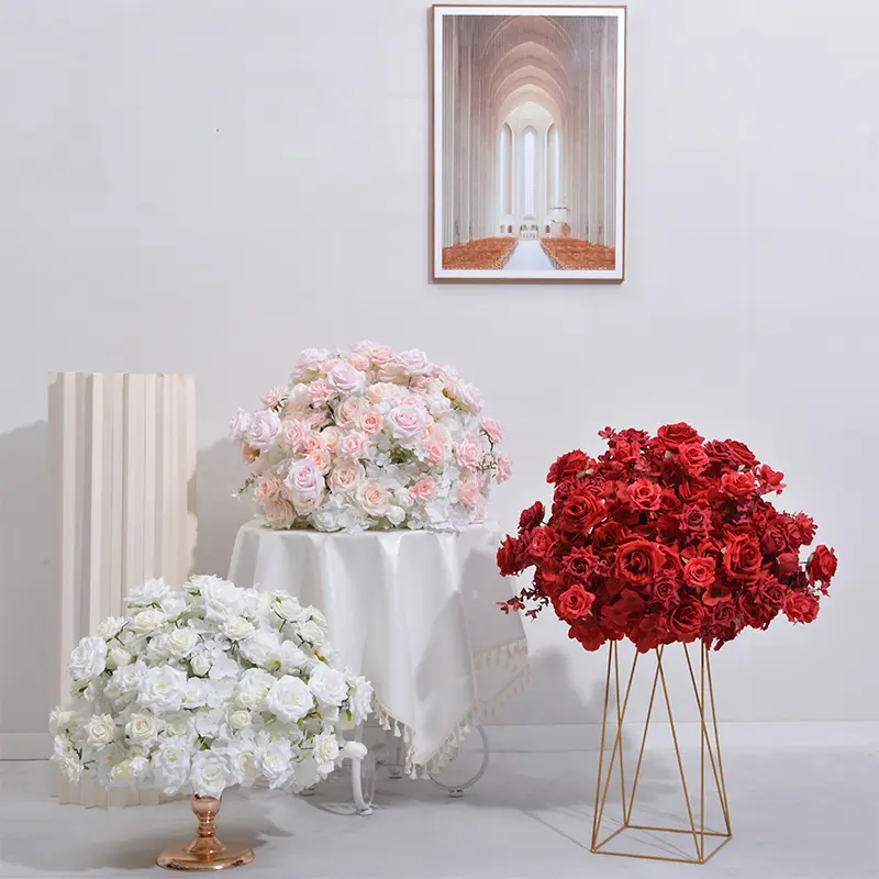 S0340 New Custom table flower center piece seta artificiale rosso bianco rosa centrotavola per fiori per la decorazione di nozze
