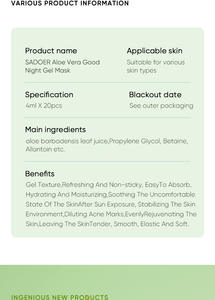 Vente en gros Masque de sommeil pour le visage Contrôle de l'huile hydratante Masque rafraîchissant à l'<span class=keywords><strong>aloe</strong></span> <span class=keywords><strong>vera</strong></span> - Product Image 6