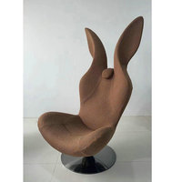 Fauteuil lapin vert en velours personnalisé chaise longue en cuir synthétique PU en fibre de verre fauteuils canapés hôtel villa à dossier haut
