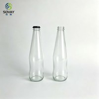 Bouteille en verre transparente de 275 ml à col vissé et forme incurvée, bouteille en verre vide pour sodas, jus et boissons, vente en gros et approvisionnement en vrac