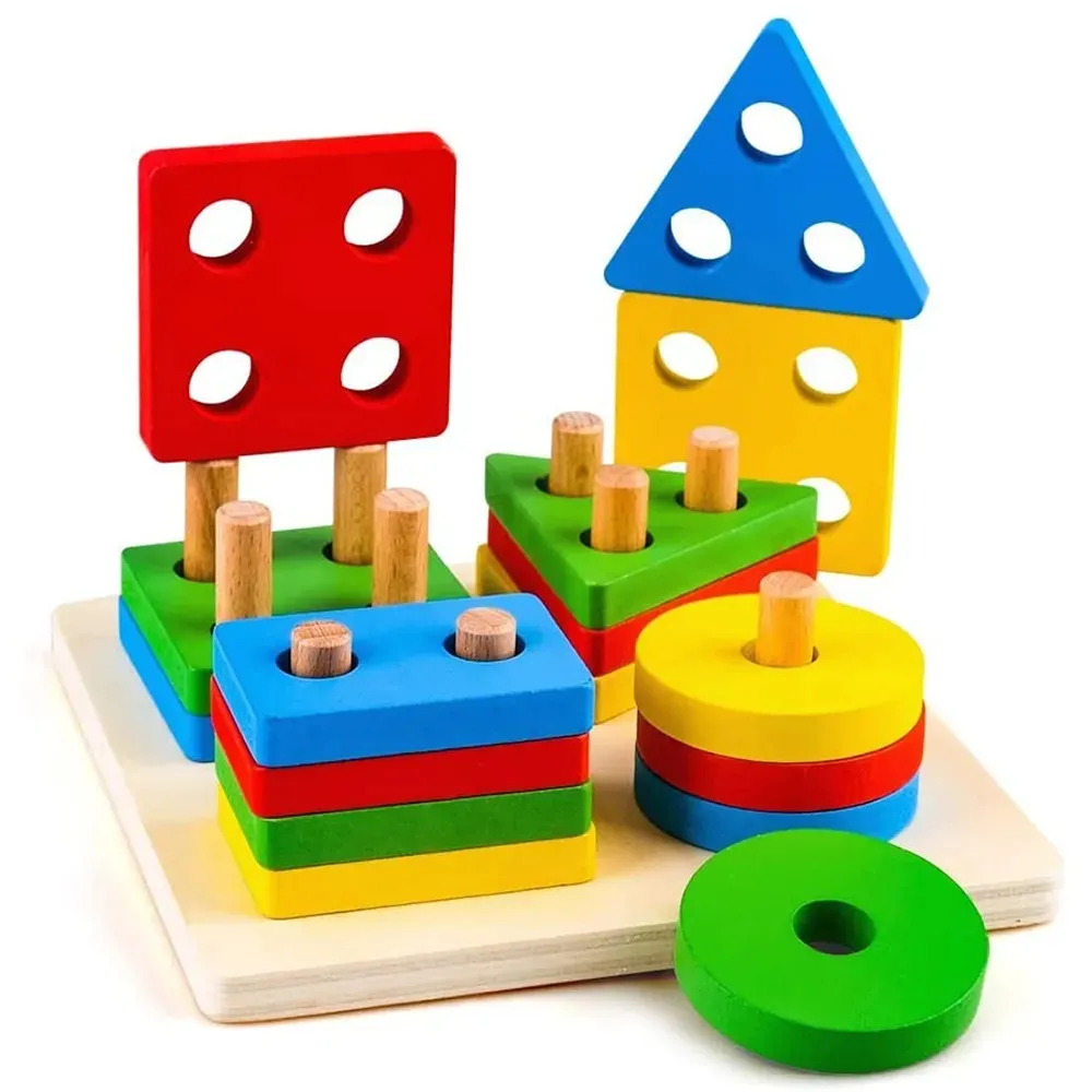 Деревянные игрушки для сортировки и укладки