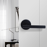 Manijas de Puerta Redondas con Diseño Moleteado Negro para Interiores de Fábrica, Manija Principal con Cerradura para Dormitorio