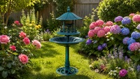 Mangeoire à oiseaux en résine plastique anti-écureuil grande capacité en PP, résistante aux intempéries, solaire, écologique, style antique pour jardin et cour