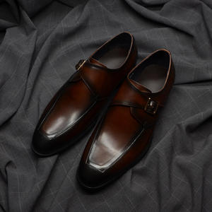 Chaussures habillées pour hommes en cuir véritable, style moderne, faites à la main, avec talons bas, confortables et décontractées, chaussures sur mesure - Product Image 1