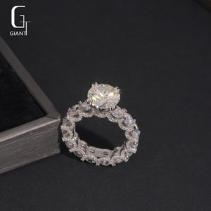 Anel de Moissanite Redondo de Alta Qualidade VVS D em Prata Esterlina 925 para Mulheres, Anel Hiphop Iced Out, Passa no Teste de Diamante - Product Image 4