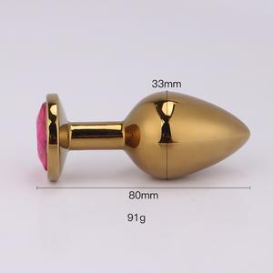 Lootee LHD-GS007m Brinquedos Sexuais Anais Baratos Dilatador Pequeno Plug Anal de Cristal para Casais em Promoção Plug Anal de Metal com Joia em Ouro Rosê - Product Image 5