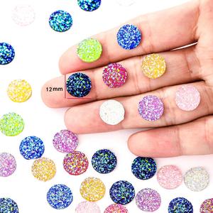 100 Stück/Beutel 12 mm Mix AB Farben Flatback Drusen Harz Cabochons für Armband Ohrringe DIY Schmuckherstellung Zubehör W270 - Product Image 2